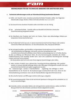 BEDINGUNGEN FÜR DIE TECHNISCHE ABNAHME VON ANSTRICHEN (BTA)