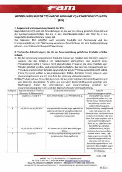 BEDINGUNGEN FÜR DIE TECHNISCHE ABNAHME VON ZINKBESCHICHTUNGEN (BTA)