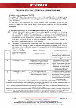 TECHNICAL ACCEPTANCE CONDITIONS FOR ZINC COATINGS