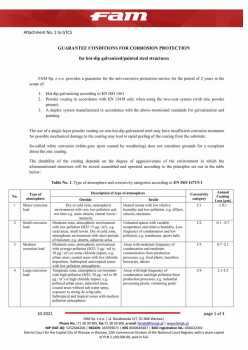 GUARANTEE CONDITIONS FOR CORROSION PROTECTION